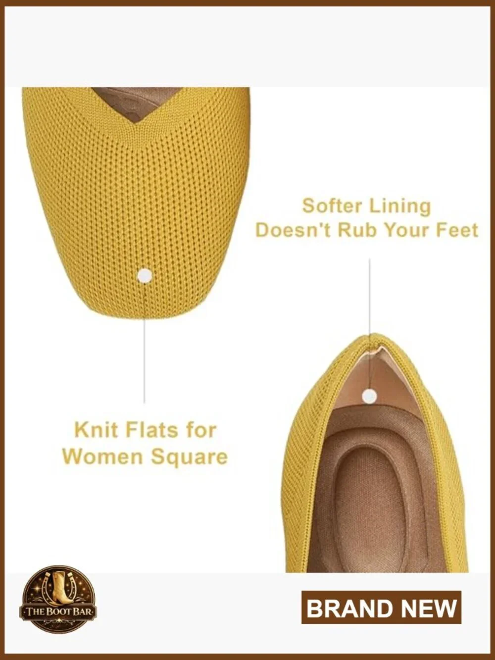 Women's Square Toe Knit Ballet Flats with Adjustable Ankle Strap